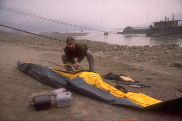 Devin assembles his kayak